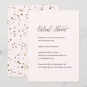 Invitation Joli rose avec la Fête de l'mariée virtuelle Faux