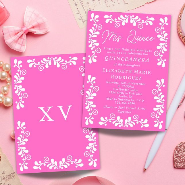 Invitation Joli rose Fiesta Talavera Quinceanera mexicaine (Créateur téléchargé)