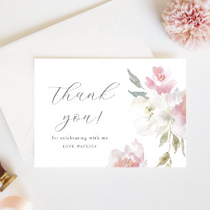 Invitation Joli rose Floral Quinceañera Merci photo