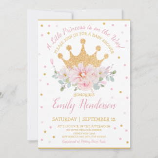 Invitation Joli rose Floral Royal Crown Princesse Anniversair
