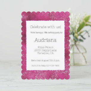 Invitation Joli rose Glitzy Parties scintillant étincelante 1