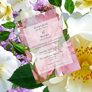 Invitation Joli rose ivoire Floral Moderne Mariage classique