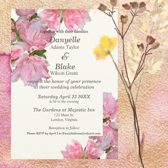 Invitation Joli rose ivoire Floral Moderne Mariage classique (Créateur téléchargé)
