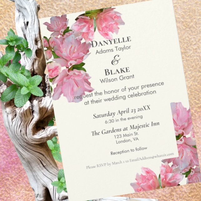 Invitation Joli rose ivoire Floral Moderne Mariage classique (Créateur téléchargé)