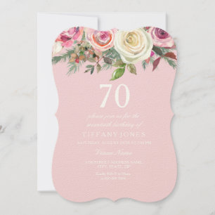 Invitation Joli rose rose Floral 70e anniversaire Senti Invit