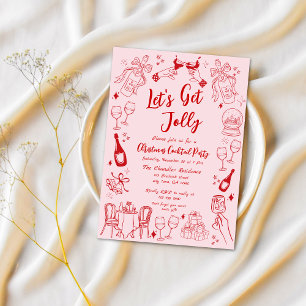 Invitation Joli rouge biscuit cocktail de noël doodé