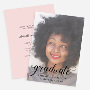 Invitation Joli Script Blush Pink Photo Party