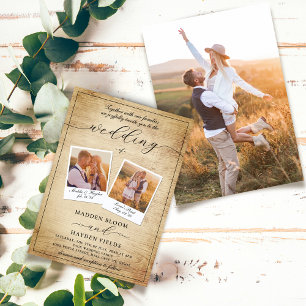 Invitation Joli Script Elegant Photo Rustic Boho Mariage