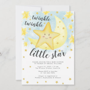 Invitation Joli sourire Gold Twinkle Little Star Baby shower