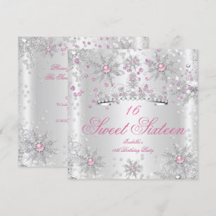 Invitation Joli Sweet 16 Rose White Winter Wonderland
