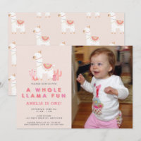 Joli tout Llama amusant rose premier anniversaire 