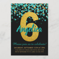 Joli Turquoise Gold Parties scintillant Noir Confe