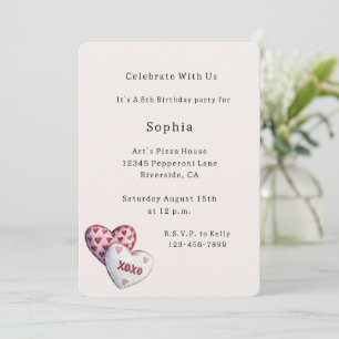 Invitation Joli XOXO Cœurs Anniversaire