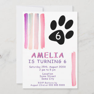 Invitation Jolie Anniversaire Enfant avec Traits d'Aquarelle 