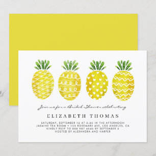 Invitation Jolie Aquarelle ananas Fête des mariées d'été