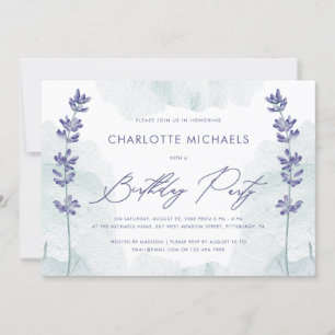 Invitation Jolie aquarelle avec Script fête d'anniversaire