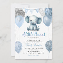 Jolie aquarelle Elephant Boy Balloons Baby shower