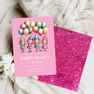 Invitation Jolie Aquarelle Gnome Girls