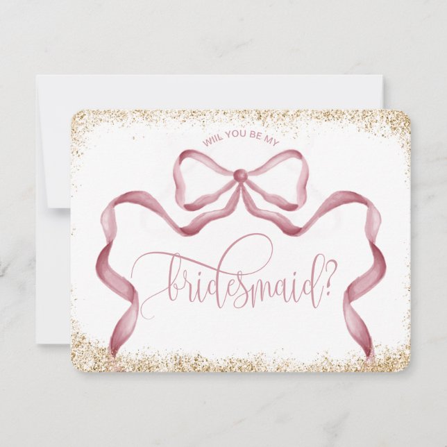 Invitation jolie arc moderne arc rose d'aquarelle BRIDESMAID (Devant)