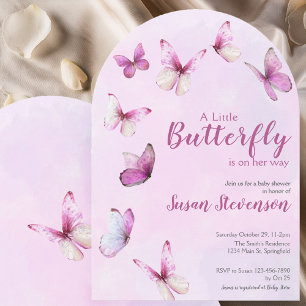 Invitation Jolie Arche de Baby Shower Papillon Rose