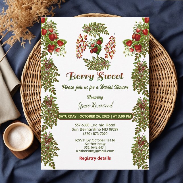 Invitation Jolie automne feuillage automne Berry Fête des mar (Cute Fall Foliage Autumn Berry Sweet Bridal Shower Invitation)