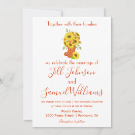 Invitation Jolie Automne Thème Sunflower Boot Vase Mariage En