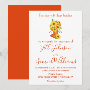 Invitation Jolie Automne Thème Sunflower Boot Vase Mariage En