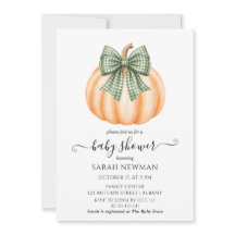 Jolie Baby Shower Citrouille Orange & Nœud à Carre