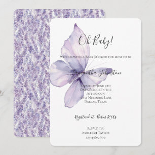 Invitation Jolie Baby Shower Papillon Fleurs de Lavande