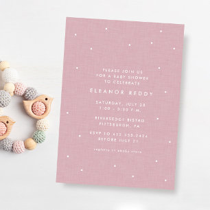 Invitation Jolie baby shower rose aux pois pour nouveau-né