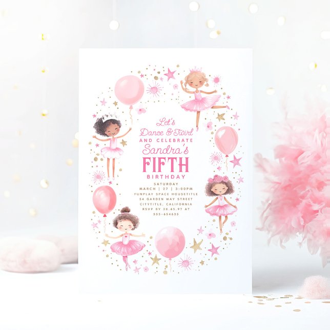 Invitation Jolie Ballerinas Ballet Anniversaire (Little Ballerinas Birthday Party Invitations)