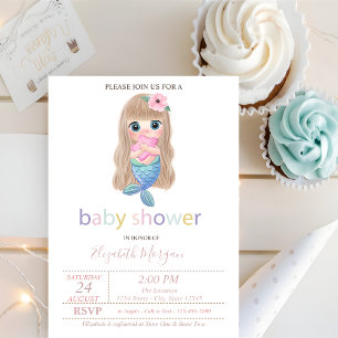 Invitation Jolie Bébé Sirène Baby Shower