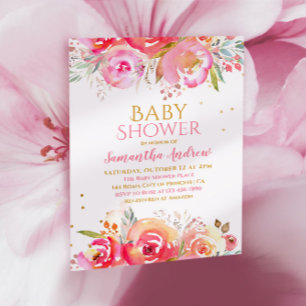 Invitation Jolie Blush Floral Delicate fille Baby shower Invi
