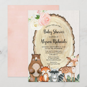 Invitation Jolie boisée, verdure rose pâle baby shower