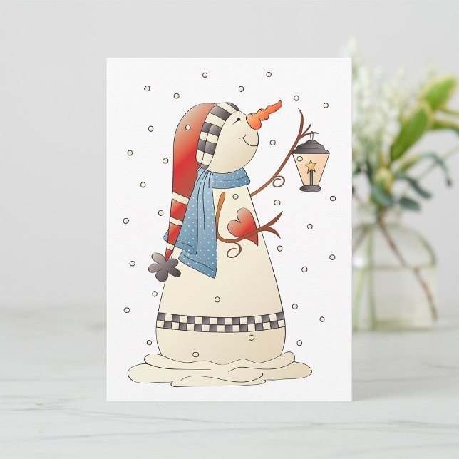 Invitation Jolie bonhomme de neige d'hiver avec lanterne (Créateur téléchargé)