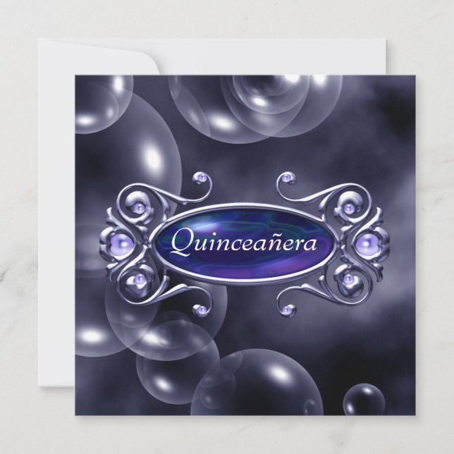Invitation Jolie bulles violettes Quinceanera (Devant)