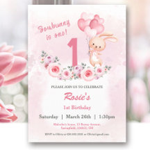 Jolie Bunny rose 1er anniversaire fille Floral