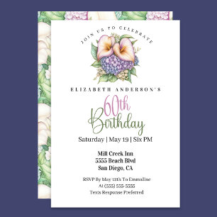 Invitation Jolie calla pastel pour 60e anniversaire