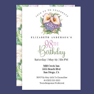 Invitation Jolie calla pastel pour 98e anniversaire