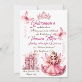 Invitation Jolie casserole rose d'aquarelle girly château fée