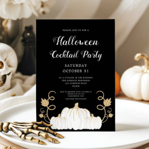 Invitation Jolie citrouille noire Halloween Soirée cocktail