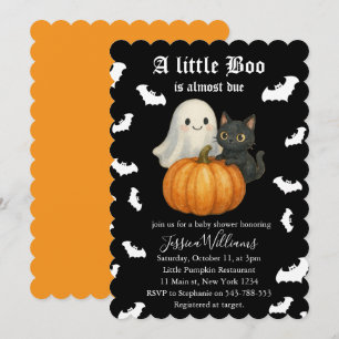 Invitation Jolie Citrouille Orange Chat Chauve-Souris Fête d'