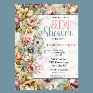 Invitation Jolie collage floral pour la fête de mariage