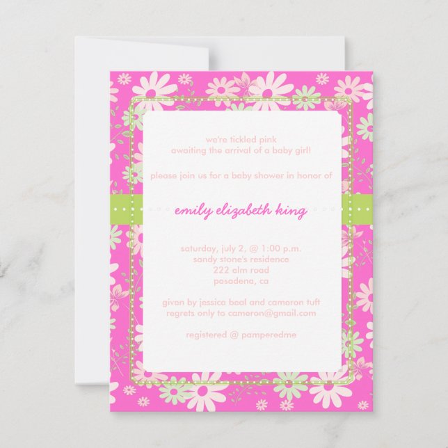 Invitation Jolie couleur baby shower/do-it-yourself de jardin (Devant)