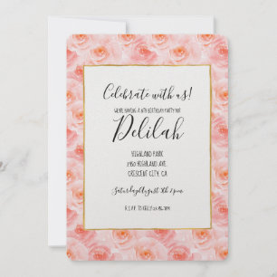 Invitation Jolie couleur rose pâle Rose Anniversaire