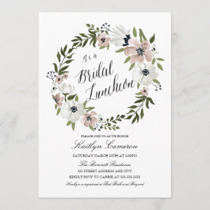 Invitation Jolie couronne florale - Déjeuner nuptial