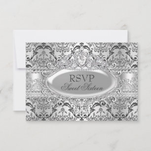Invitation Jolie Damassé Doux 16 RSVP