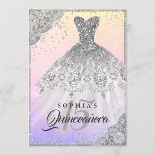 Invitation Jolie Dentelle Diamante Étincelle Gown Quinceanera