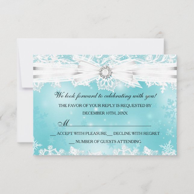 Invitation Jolie dentelle et corbeille Noël Turquoise Vacance (Devant)