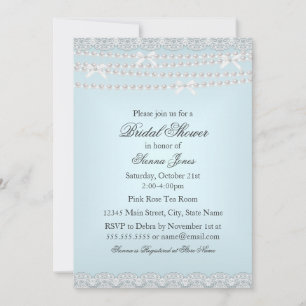 Invitation Jolie dentelle et Pearl Blue Bridal Showboat Invit